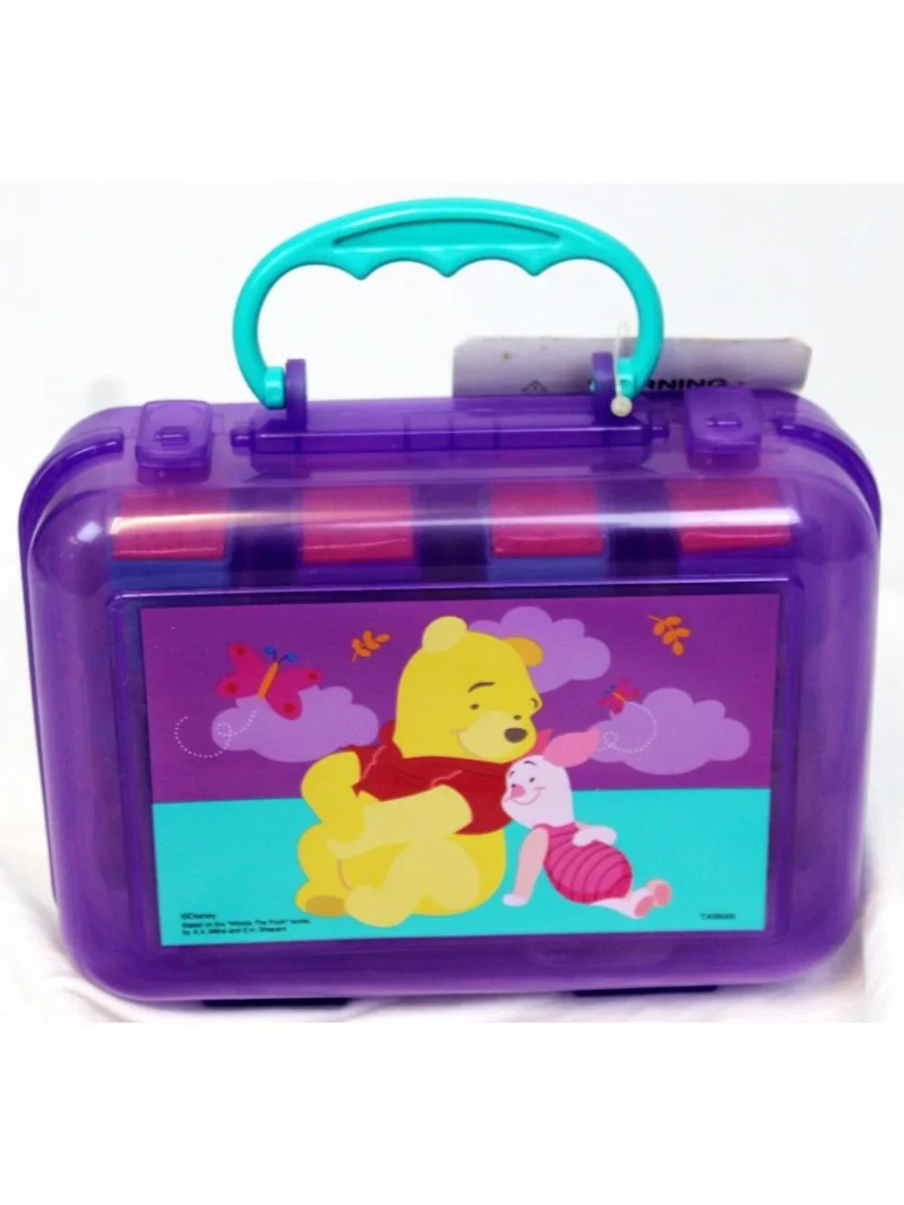 Early 2000s Y2K Disney Winnie the Pooh Art Set Markers Stamps Crayons Storage Ca